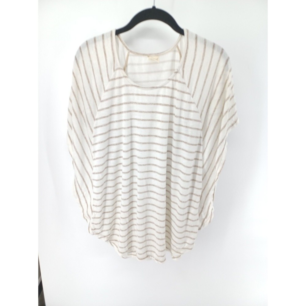 Faded Glory Women's blouse striped Beige Bat Sleeve Medium (8-10) Flowy